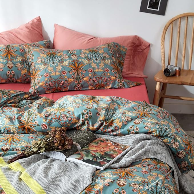 mixinni Vintage Floral Duvet Cover Twin XL Boho Bedding Soft Cotton Flower - Image 4