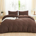 AveLom Brown Duvet Cover King, 3 Pieces, Seersucker Striped Soft Washed by AveLom