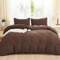 AveLom Brown Duvet Cover Cal King, 3 Pieces, Seersucker Striped Soft Washed by AveLom