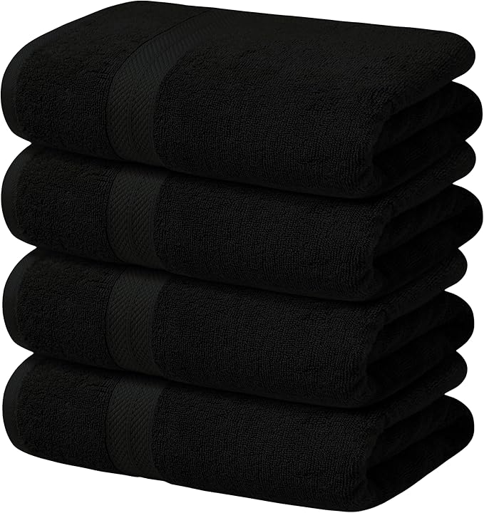 Avalon Towels Black Bath Towels Set of 4 pcs, 100% Cotton Towel Absorbent and by AvalonTowels