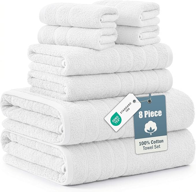 Casa Platino 100% Cotton Luxury Bath Towel Set 8 Pieces by CasaPlatino