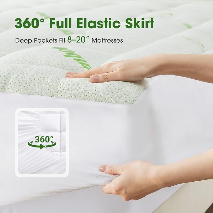 Mattress Pad Twin Size, Cooling Pillow Top Mattress Topper, Ultra Soft Viscose - Image 5