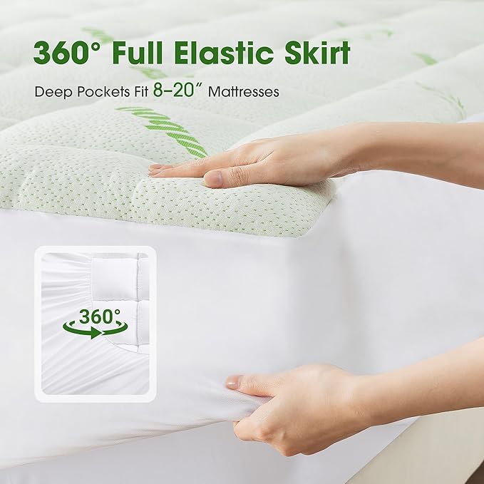 Mattress Pad Full Size, Cooling Pillow Top Mattress Topper, Ultra Soft Viscose - Image 5
