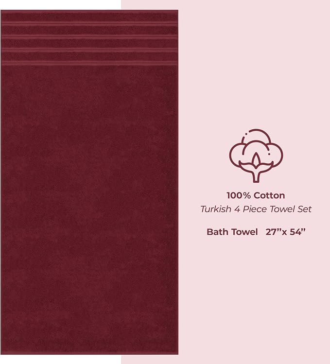 American Soft Linen Luxury 4 Piece Bath Towel Set, 600 GSM 100% Cotton Turkish - Image 4