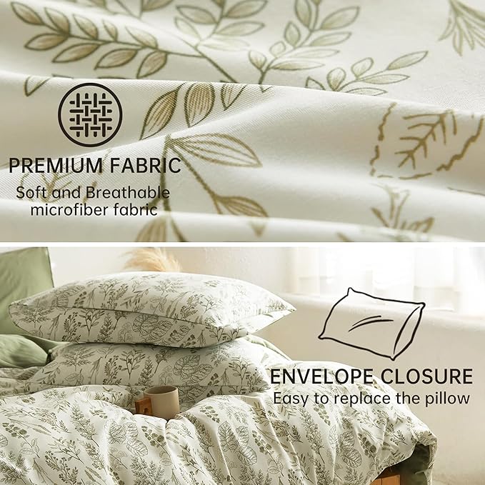 BOLINLIVING Floral Duvet Cover Queen Size, Breathable Soft Microfiber Bedding - Image 6