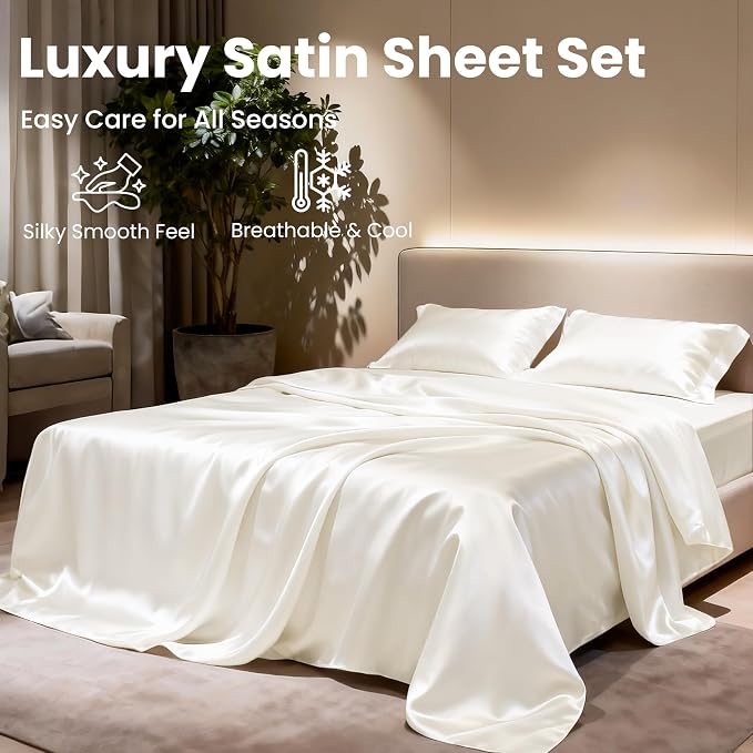 Love's cabin Twin Silky Soft Satin Bed Sheet Set - Image 8