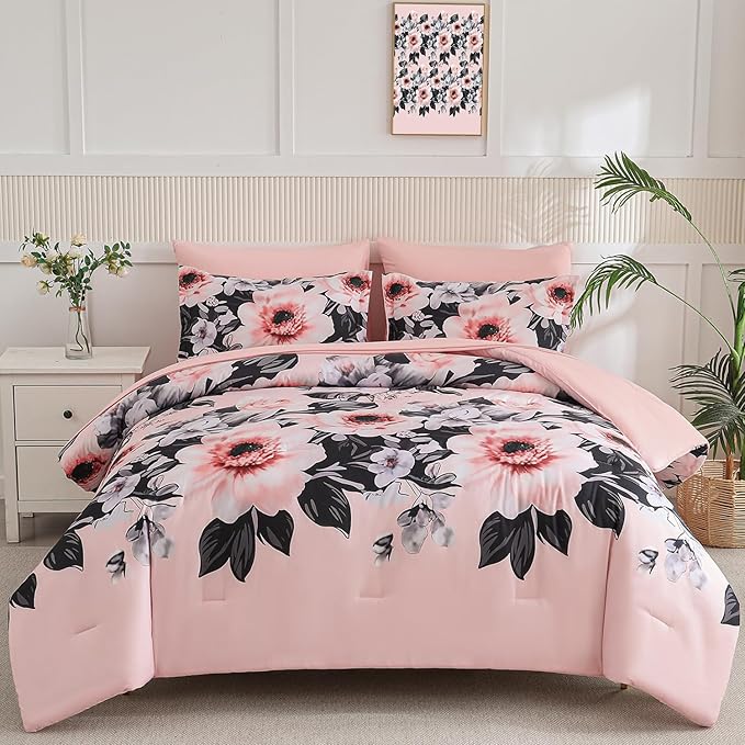 Yogeneg King Size Comforter Set 7 Piece Bed in a Bag, Soft Microfiber Comforter by YOGENEG