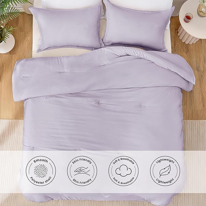 Love's cabin Lavender Queen Comforter Set, 3-Piece Prewashed Bed Set - Image 3