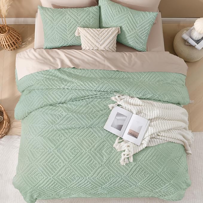Andency King Comforter Set, Sage Green Boho Lightweight and Fluffy Bedding Set - Image 7