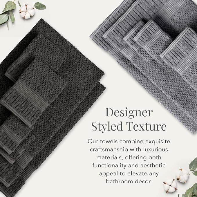NY Loft 100% Cotton 4 Pack Bath Towels, Dark Grey, OEKO-TEX Certified, Machine - Image 5