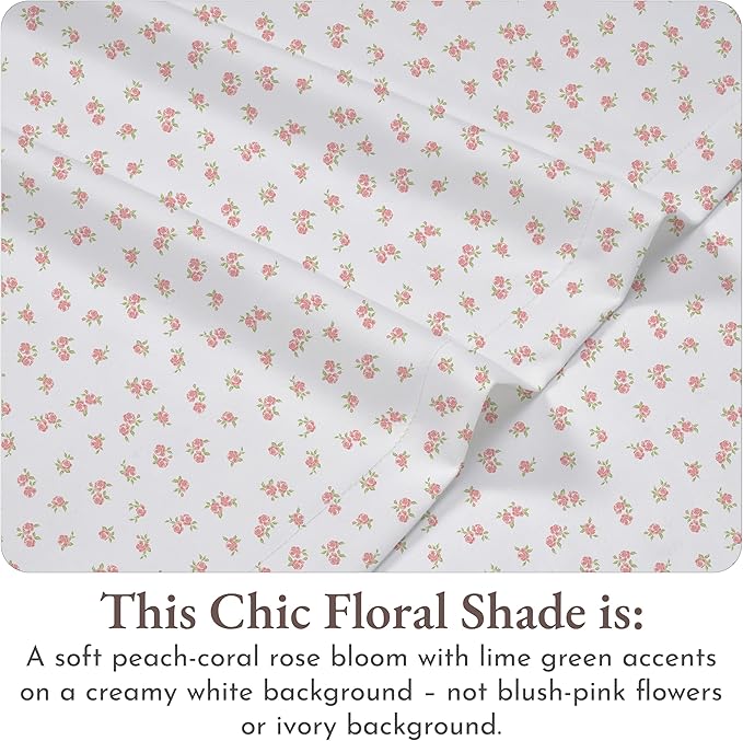 California Design Den Full Sheet Set Floral Pattern, 100% Cotton, Deep Pocket - Image 4