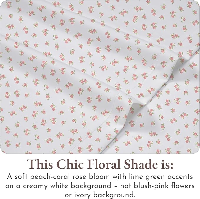 California Design Den Floral Pattern Bed Sheet Set Queen Size, 100% Cotton - Image 4