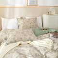 mixinni Duvet Cover Set Floral King Size Soft Cotton Bedding Flower Green by mixinni