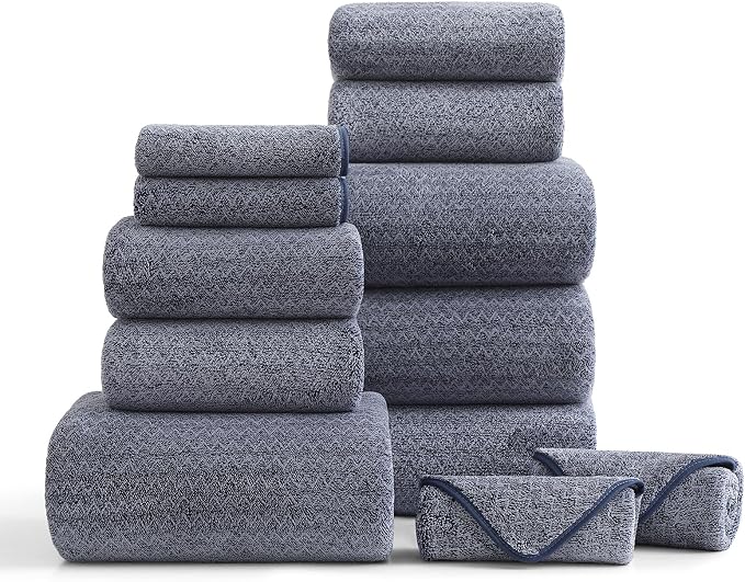 Ultra Soft Bath Towel Set, 12 Piece Family Bathroom Towel Set by BEDDING