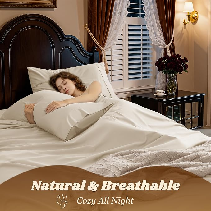 LBRO2M 1000 Thread Count 100% Egyptian Cotton Sheets Set Full Size, 4 Piece - Image 5