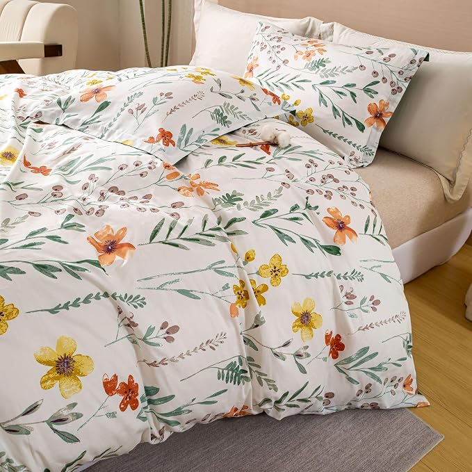 OAITE Duvet Cover Set King Size Floral Pattern Ultra Soft 100% Cotton Duvet - Image 5