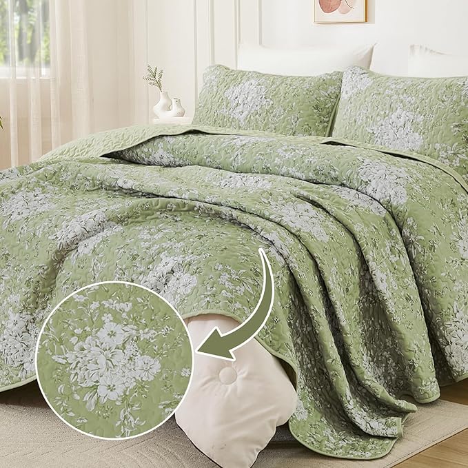 WONGS BEDDING Quilt Queen Size, Botanical Quilt - Image 2