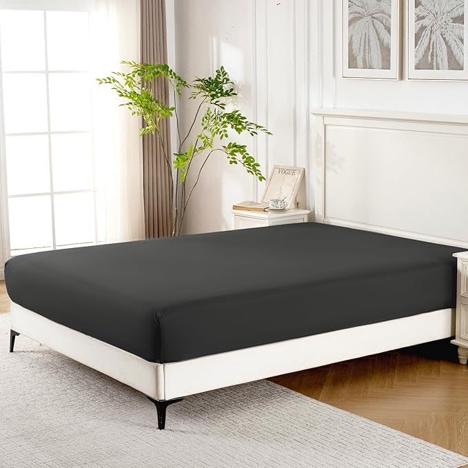 ROSE&RISY Black Twin Fitted Sheet, Soft and Breathable - Image 3