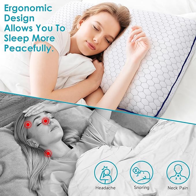 CushyOasis 2 Pack Memory Foam Pillows - Image 5