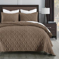 HORIMOTE HOME Quilt Set King Size Pine Bark, Classic Geometric Diamond Stitched by HORIMOTEHOME
