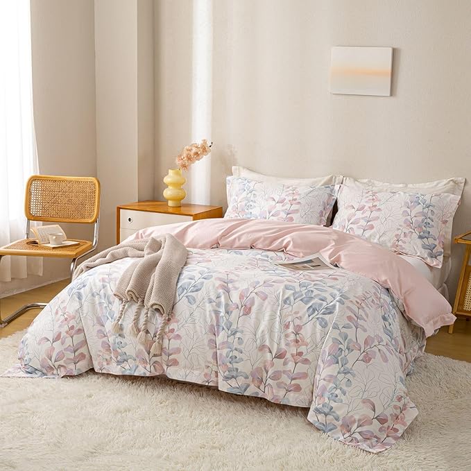 OAITE Duvet Cover Set Twin Size Floral Pattern Ultra Soft 100% Cotton Duvet - Image 3