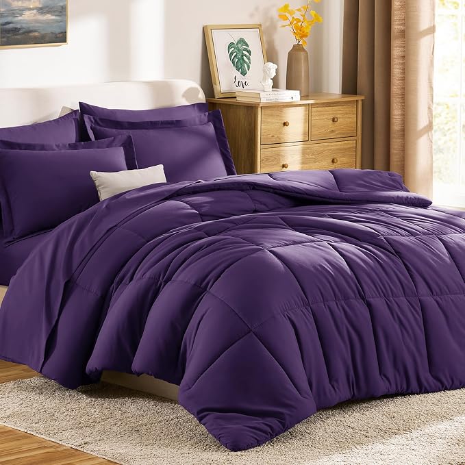CozyLux Queen Comforter Set Purple - Image 9