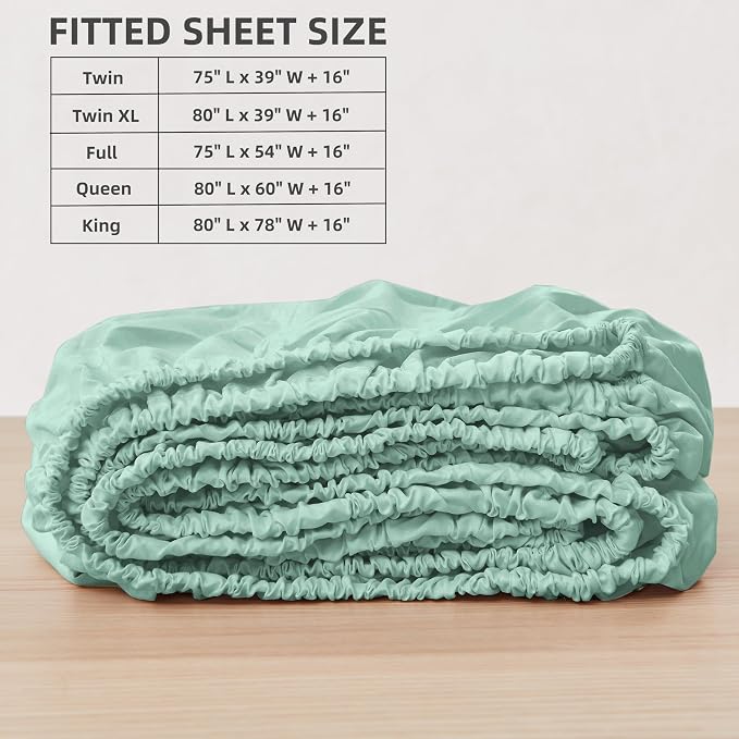 HBHLFZ Twin Fitted Sheet Only, Soft Breathable Bottom Sheet - Image 2