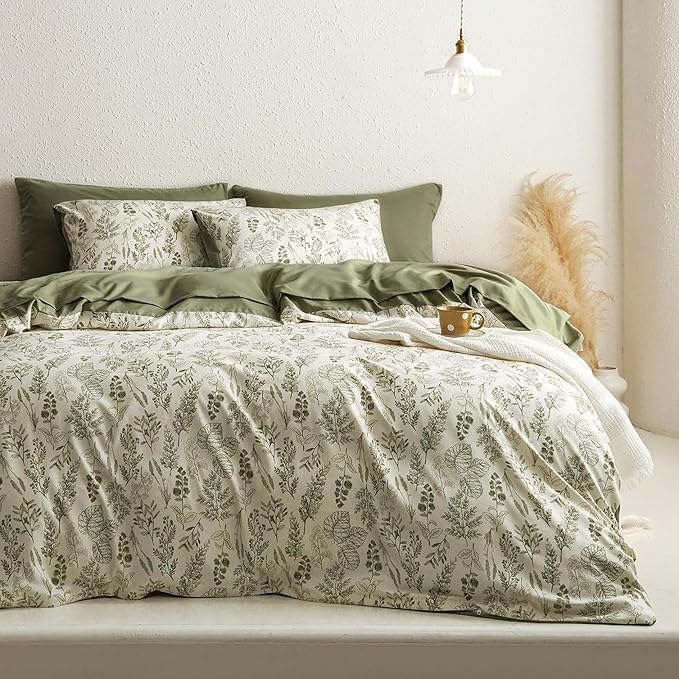 BOLINLIVING Floral Duvet Cover King Size, Breathable Soft Microfiber Bedding Set by BOLINLIVING