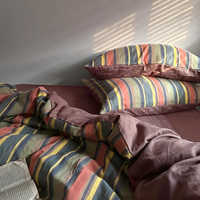 mixinni Vintage Striped Duvet Cover Set Twin XL Size - Image 6