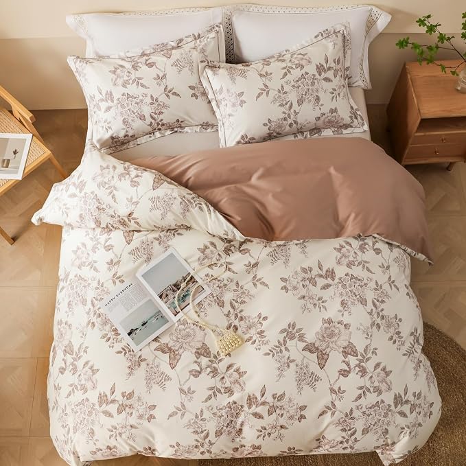 Duvet Cover Set Twin Size Floral Pattern 600 Thread Count Ultra Soft 100% Long - Image 3