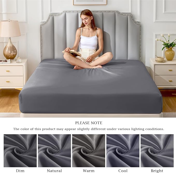 FreshCulture Pure Cotton Fitted Sheets California King Size, 300 Thread Count - Image 7