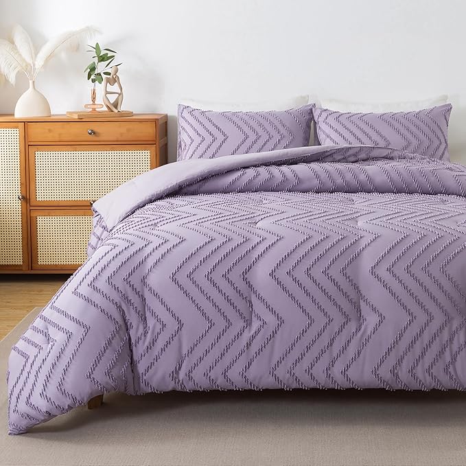 Andency Purple Comforter Set Full Size, Boho Girls Women Lavender Soft Fluffy - Image 4