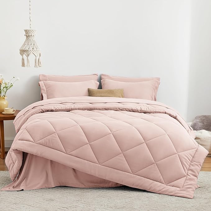 Love's cabin King Size Comforter Set Pink, 7 Pieces King Bed in a Bag, All - Image 2