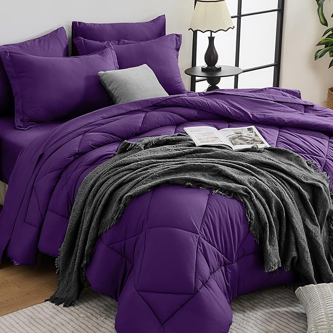 HEVUMYI Purple Queen Comforter Set by HEVUMYI