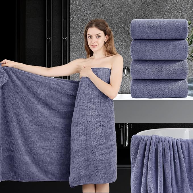 4 Piece Extra Large Bath Towel 35"x70" Oversized Bath Sheet Bath Towel Set by JessyHome