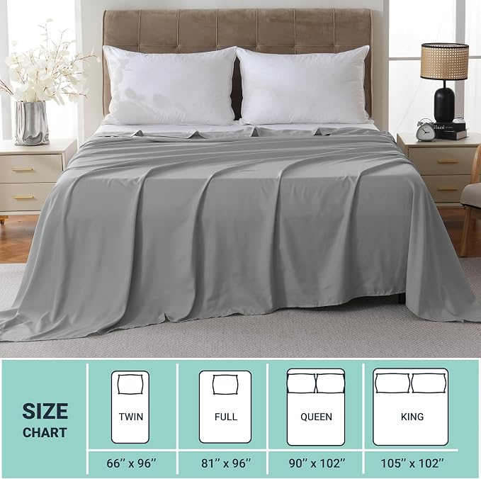 ZPECC Queen Flat Sheet Only 1 Pack, Durable Light Gray Top Bed Sheets - Image 5