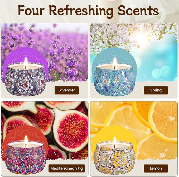 TranquilBliss Scented Candle Set, 4 Pack Soy Wax Candles, 120H Burn Time - Image 2