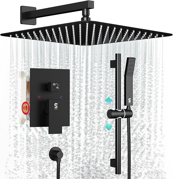 SR SUN RISE 12 Inch Slide Bar Shower Faucet Luxury High Pressure Shower Heads by SRSUNRISE