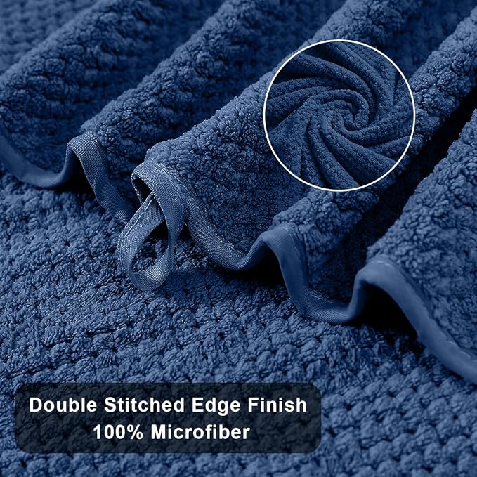 8-Piece Navy Bath Towels Set, 2 Oversized Large Bath Towels Sheet, 2 Hand - Image 9