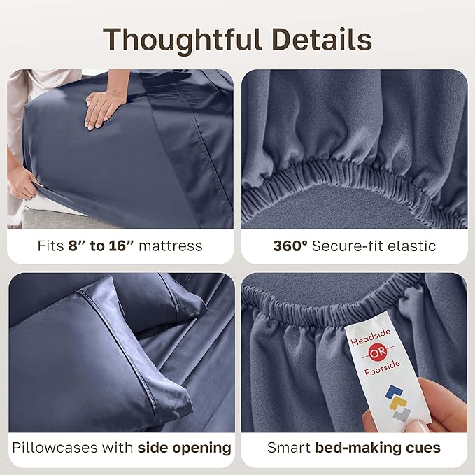 California Design Den Soft 100% Cotton King Size Bed Sheets Set, 400 TC Good - Image 6