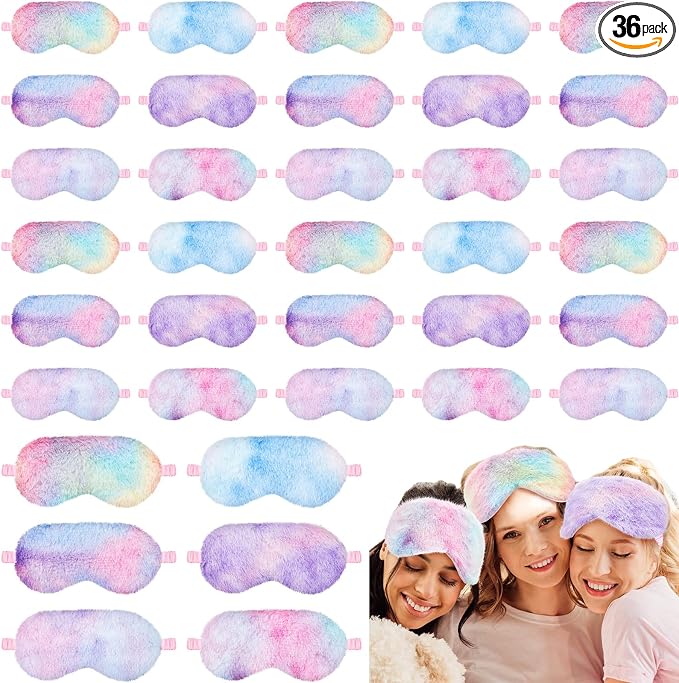 Geyoga 36 Pcs Plush Sleep Eye Mask Silk Furry Eye Covers by Geyoga