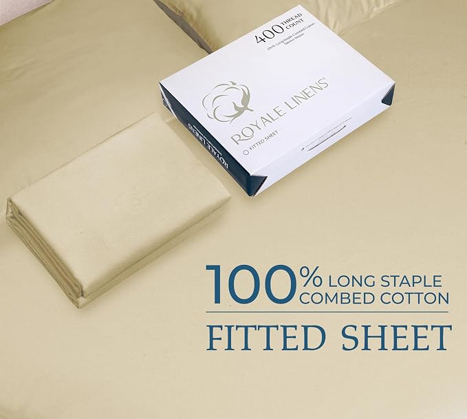 Royale Linens 400 Thread Count 100% American Grown Cotton Fitted Sheet Full Size - Image 9