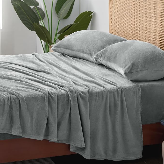BEDELITE Flannel Sheets Twin Size Grey - Image 9