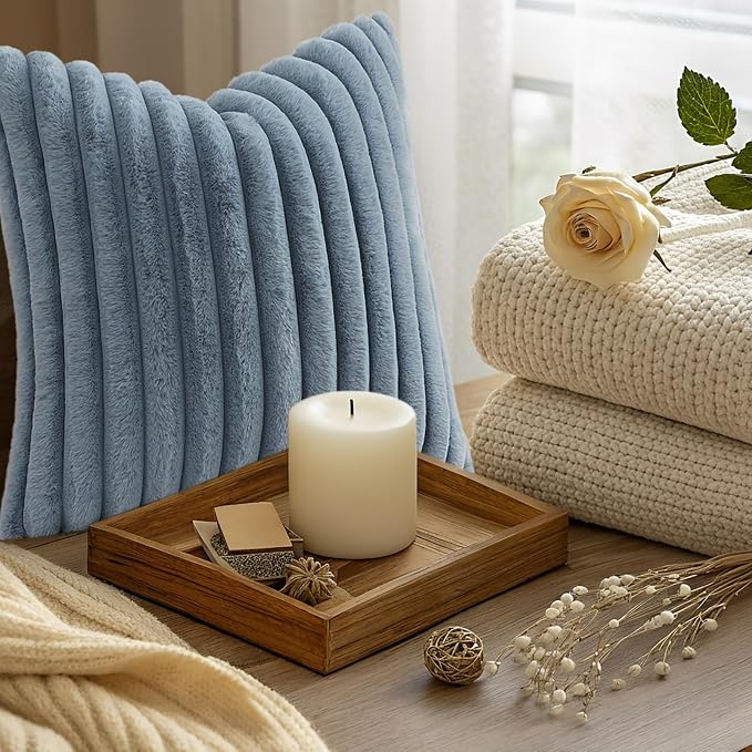 decorUhome Cozy Faux Fur Throw Pillow Covers 12x20 Set of 2 Decorative Soft - Image 9