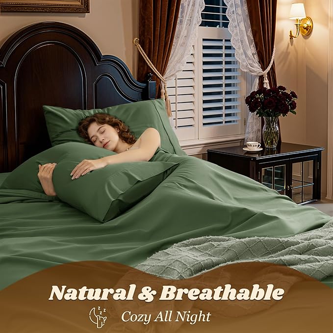 LBRO2M 1000 Thread Count 100% Egyptian Cotton Sheets Set Full Size, 4 Piece - Image 5