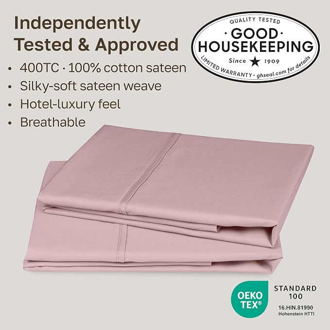 California Design Den Pillow Cases King Size Set of 2-400 Thread Count Sateen - Image 2