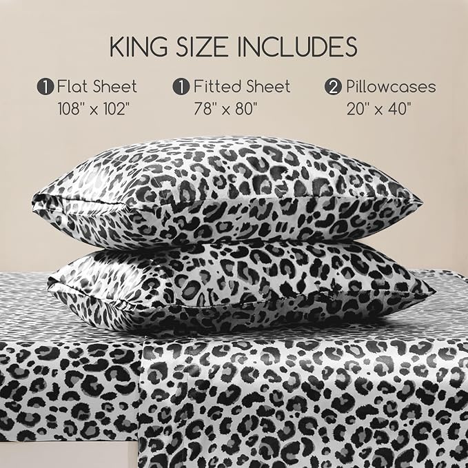 MR&HM Satin Sheets with Elastic Corner Straps, King Size Sheets Set - Image 7