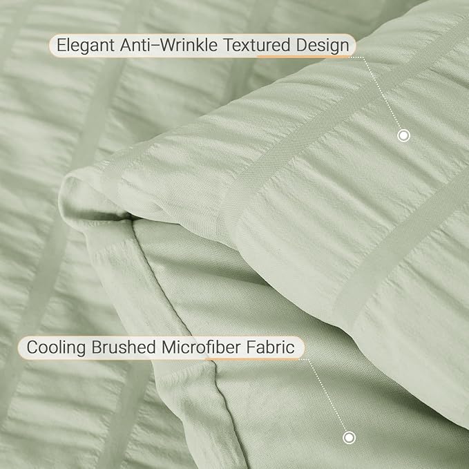 MUXHOMO 7 Pieces King Comforter Set, Seersucker Bed in a Bag King Size - Image 5
