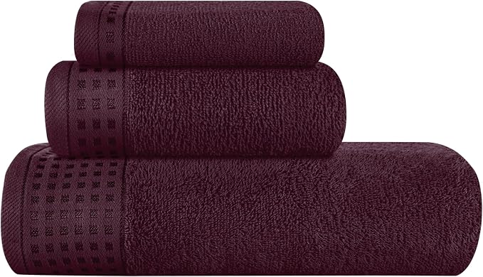 GLAMBURG Ultra Soft 3 Pack Cotton Towel Set, Contains a Bath Towel 28x55 inch by GLAMBURG