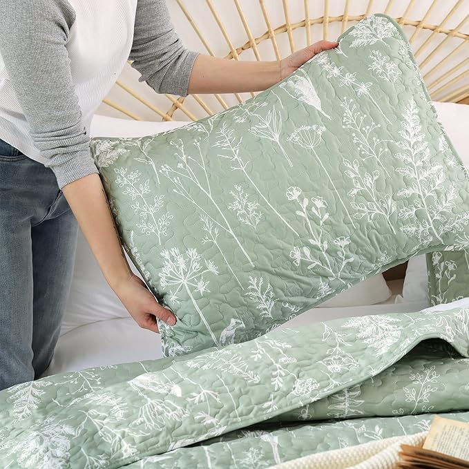 JANZAA Quilt King Size Sage Green Quilt Bed Spread Boho Quilt - Image 7